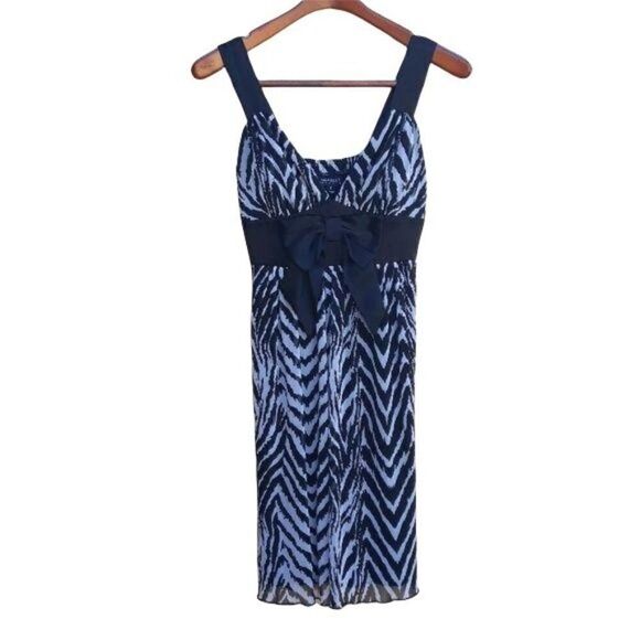 Vtg 90's Enfocus Studio Empire Bow Zebra Print Slip Dress Black Sz 6 - Picture 1 of 8